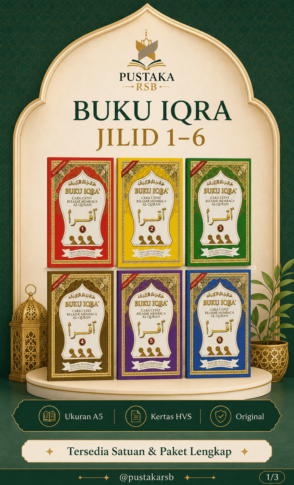 Sampul utama Buku Iqro - Iqra Komplit - 1 set Isi 6 Jilid - Belajar Ngaji Anak anak - RASM UTSMANI Original