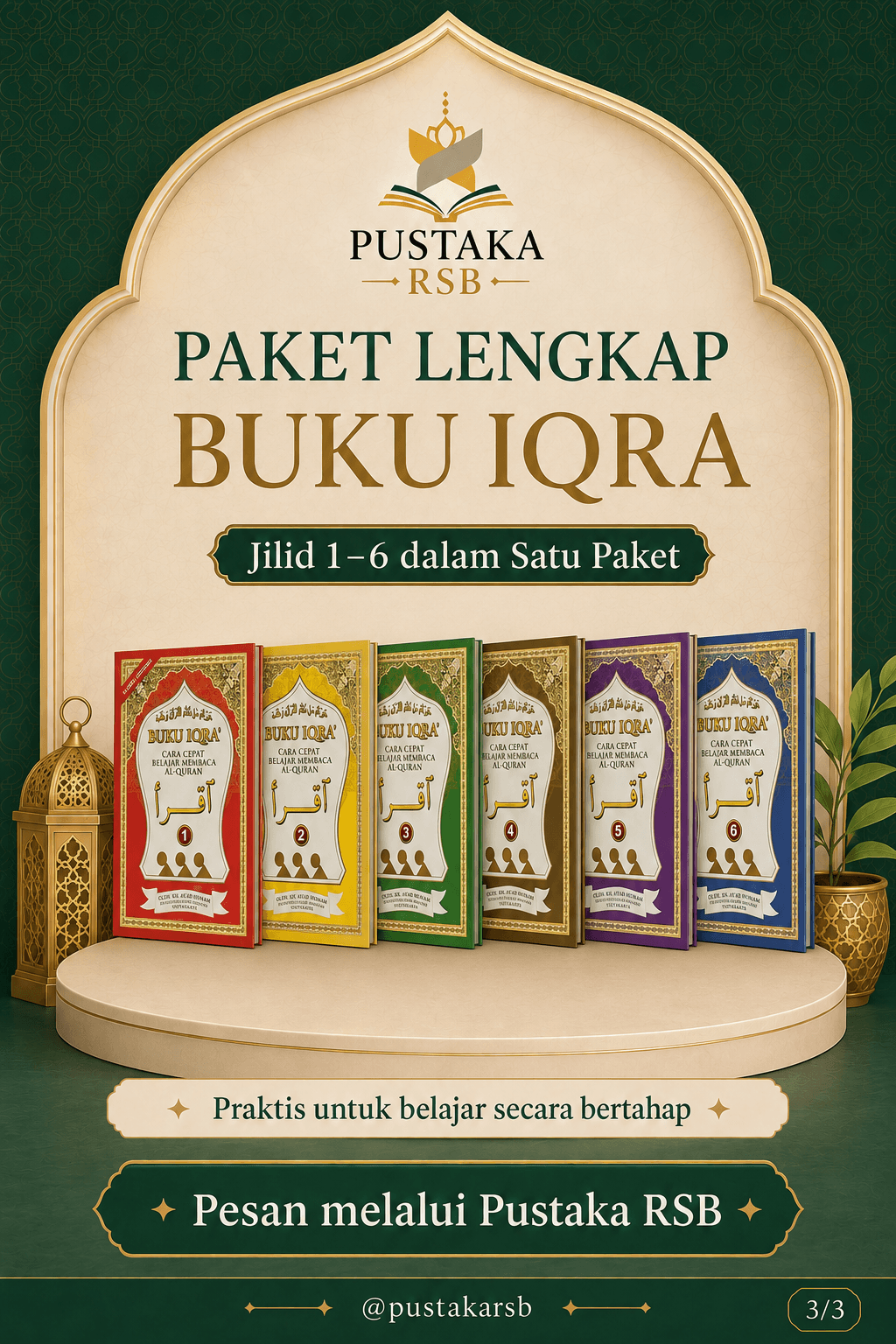 Buku Iqro - Iqra Komplit - 1 set Isi 6 Jilid - Belajar Ngaji Anak anak - RASM UTSMANI Original - gambar 3